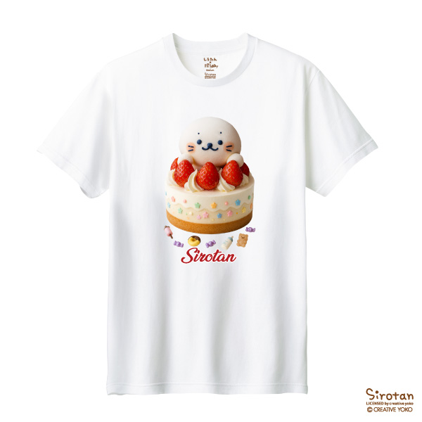 しろたんケーキデザインプリントTシャツ